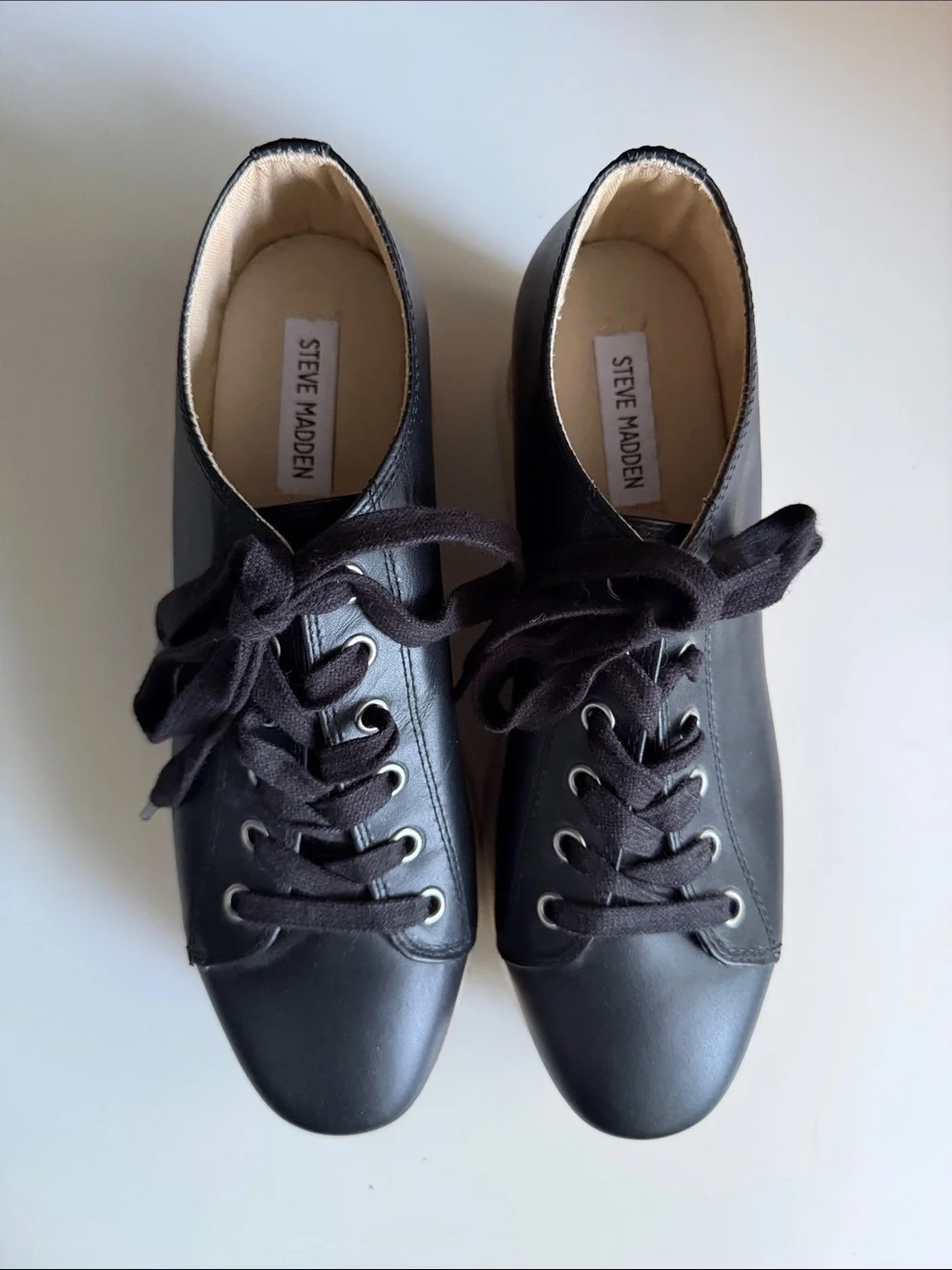 Steve Madden Korrie Platform Sneaker Black Leather - Women's 9